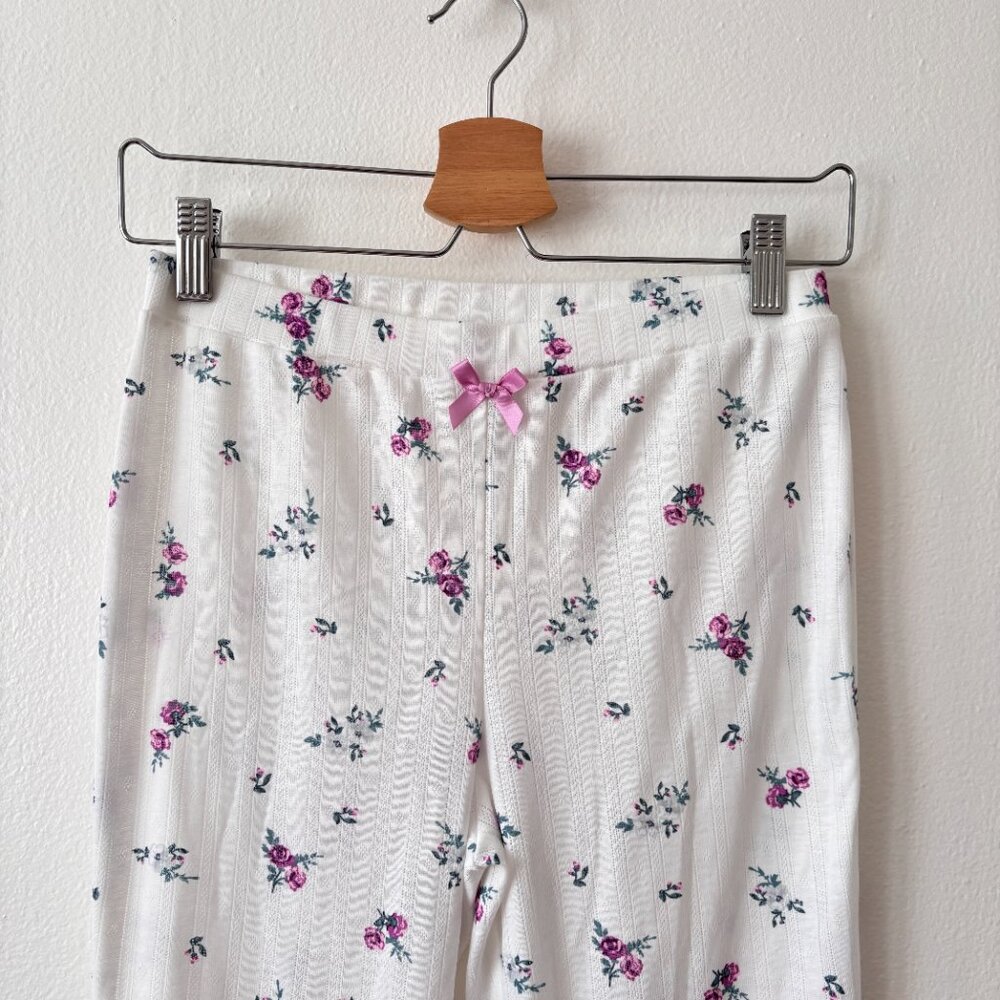 For Love & Lemons White Floral Pointelle Pajama Pants - Picture 4 of 7